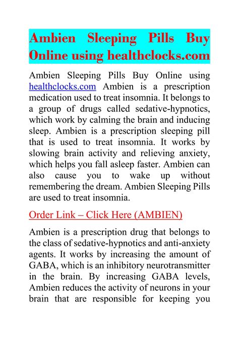 Ambien Sleeping Pills Buy Online Using By Healthclocks