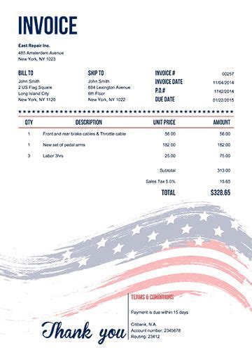invoice   american flag