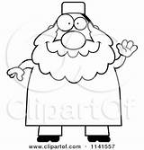 Chubby Waving Muslim Man Clipart Cartoon Cory Thoman Outlined Coloring Vector 2021 sketch template