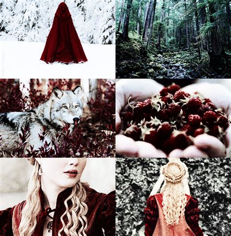 red riding hood pic montage  wolf  snow   red cape disney aesthetic fantasy
