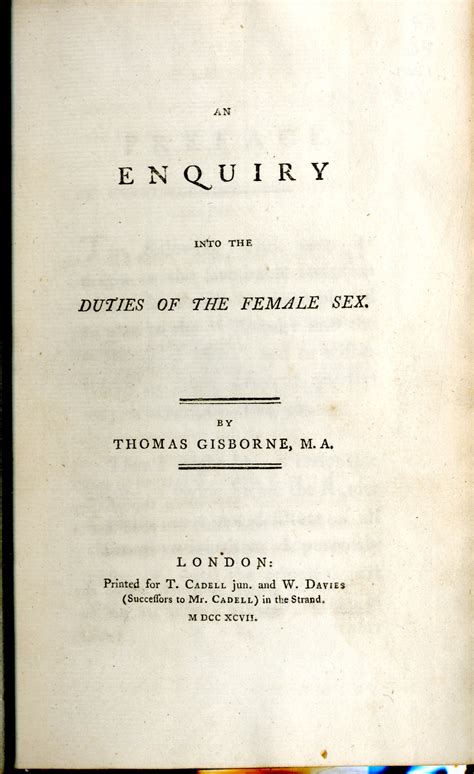 an enquiry into the duties of the female sex by thomas gisborne m a