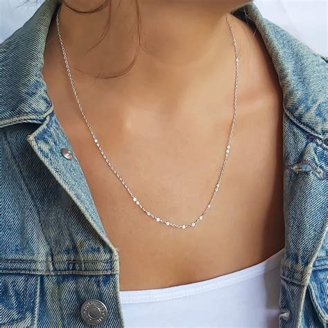 amazoncom sterling silver necklace long chain silver necklace  women minimalist dainty