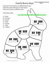 Piano Music Worksheets Coloring Easter Theory Kids Keys Lessons Pages Musical Teaching Bunny Color Note Learning Música Para Infantil Paradis sketch template