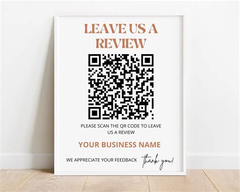 editable leave   review template social media qr code sign etsy  zealand
