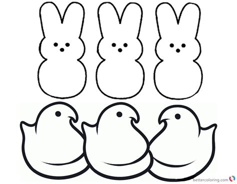 peeps coloring pages bunny  chicks   bunnies clipart