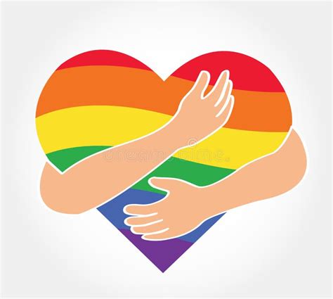 hug the rainbow heart love lgbt symbol stock vector illustration of