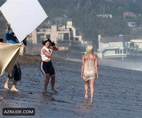 Lady Gaga Wearing A Bikini And Thong Lingerie On The Beach In Malibu