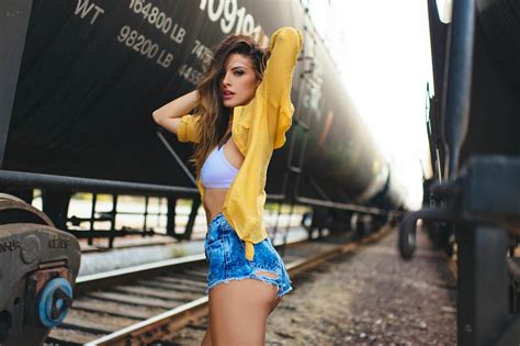wallpaper women model ass jean shorts white tops fashion clothing ashley schultz