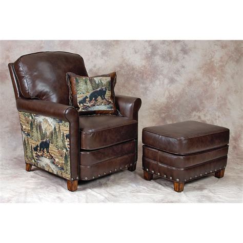 colter casual leather lodge chair  living room furniture