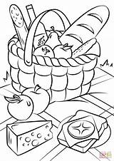 Coloring Food Pages Basket Printable Picnic Fruit Choose Board Summer Kids sketch template