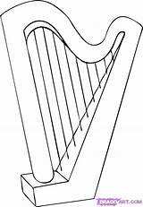 Harp Harps Arpa Dragoart Musicales Instrumentos Niños Beanstalk Guided sketch template