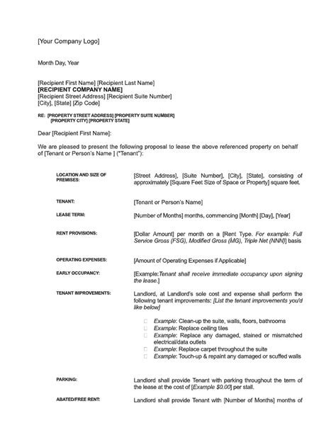sample letter  intent  lease  commercial space critical