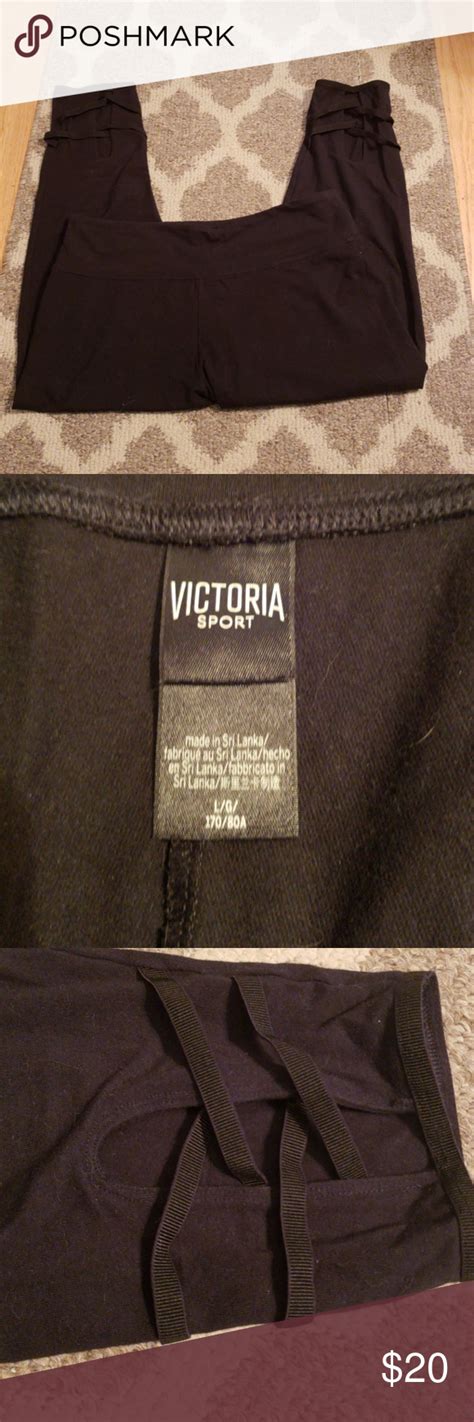 Victoria S Secret Legging Black Cropped Strappy Detail