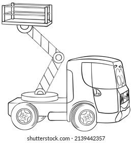 bucket truck element coloring page cartoon stock vector royalty