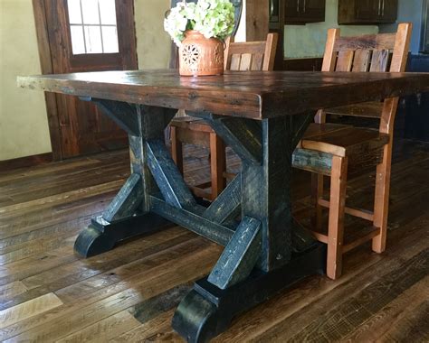 cool waters rough sawn pine dining table  rustic
