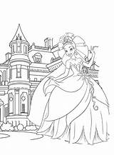 Castle Princess Drawing Coloring Pages Getdrawings Tiana sketch template