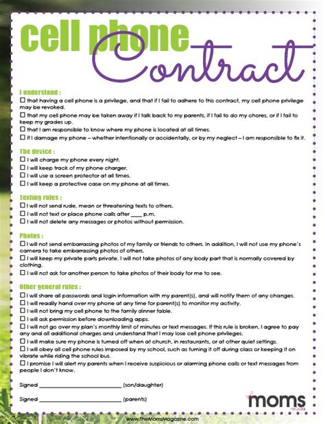 signing  cell phone contract  printable cell phone contract