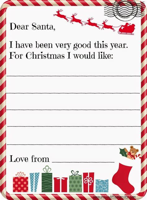 santa letter printable  kids letter  santa christmas activities