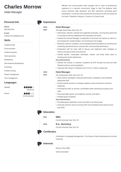 hotel sales manager resume examples hotel manager resume sample