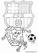 Spongebob Soccer Coloring Pages Barcelona Playing Maatjes Squarepants Logo Club sketch template