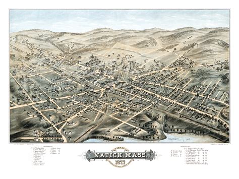beautifully restored map  natick massachusetts   knowol