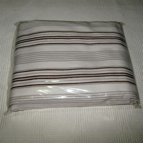 Fieldcrest Luxury Brown Grey White Stripe Fabric Shower