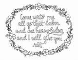 Come Coloring Unto Matthew 28 Pages Just Printable Bible Lds Scripture Verse Christian Sheets Choose Board Template sketch template
