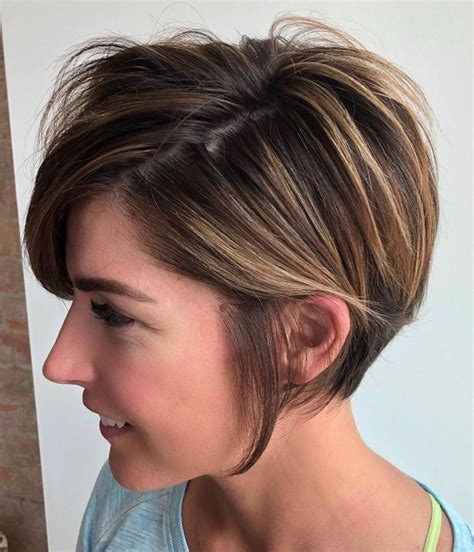 photo of long disheveled pixie haircuts with balayage highlights