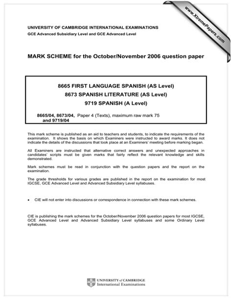 mark scheme   octobernovember  question paper