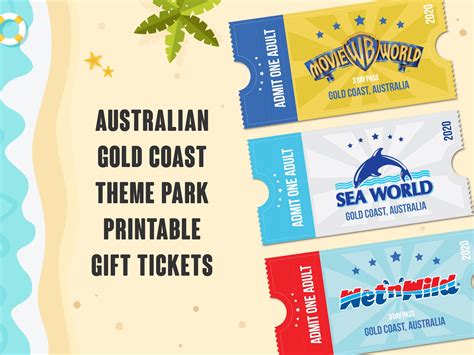 printable theme park novelty gift  gold coast australia sea world  dream world