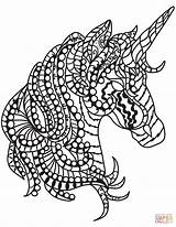 Unicorn Coloring Zentangle Head Pages Printable Supercoloring Drawing Categories sketch template
