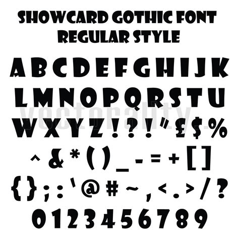 showcard gothic font regular style alphabet letters vector art etsy