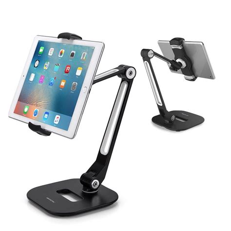 abovetek ipad stand long arm aluminum folding  swivel iphone tablet mount holder fits