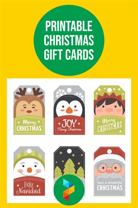 printable christmas gift cards     printablee