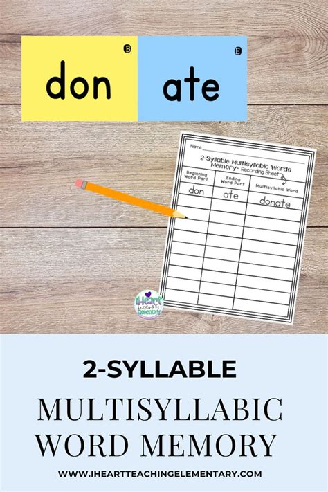 syllable multisyllabic words memory game multisyllabic words word