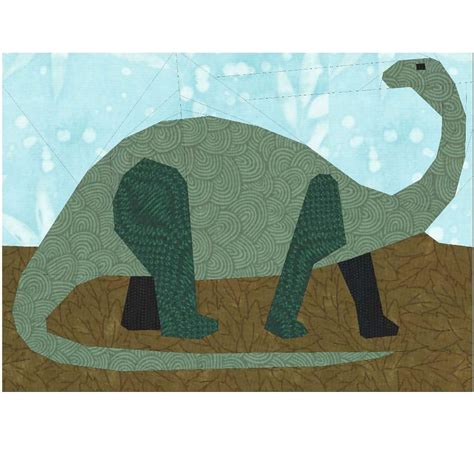 brontosaurus  paper pieced pattern dinosaur quilt paper piecing