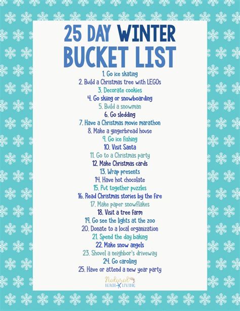 Winter Bucket List 100 Ideas And A Free Bucket List