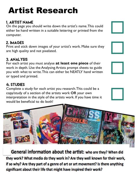 gcse art blog artist research page  sheets