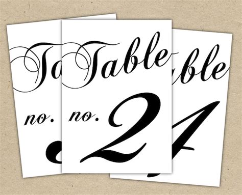 black table numbers printable template instant
