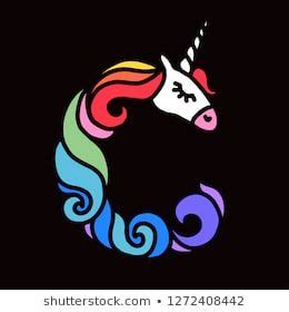 letter  unicorn written  unicorns unicorn style letter fairytale font multicolored mane