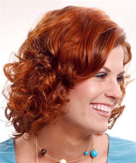 Medium Curly Light Ginger Red Hairstyle
