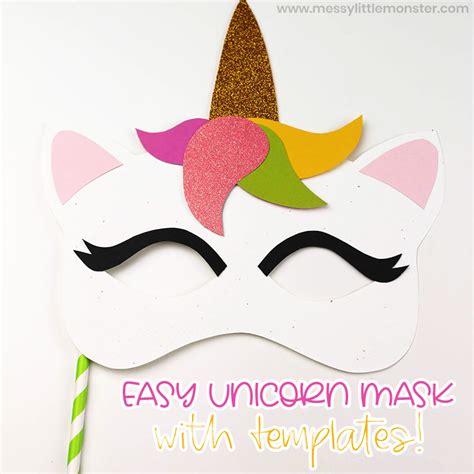easy unicorn mask craft  template messy  monster