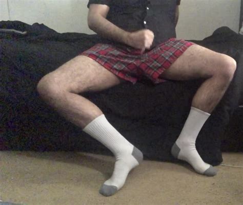 latino guy jerking off in crew socks and boxer shorts