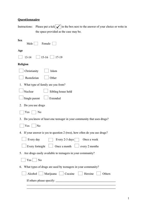 sample questionnaire