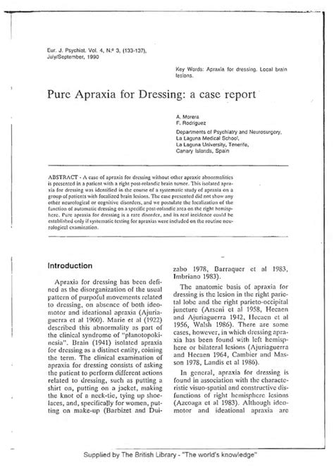 pure apraxia  dressing  case report