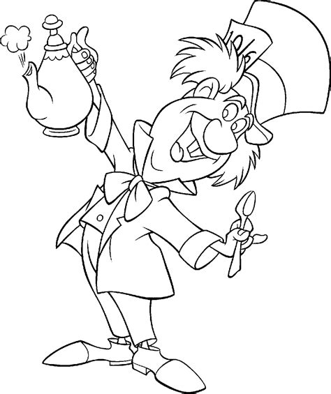 mad hatter alice  wonderland coloring pages clip art library