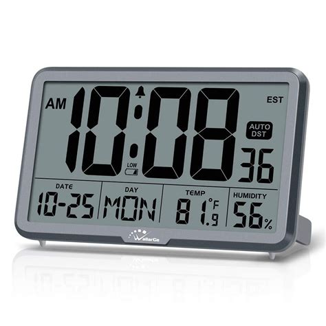 wallarge digital wall clock autoset desk clocks  temperature humidity  date battery