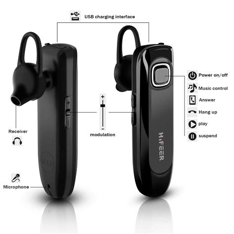 bluetooth headset  mic noise cancelling hifeer business hands  single wireless