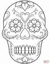 Sugar Skull Coloring Pages Simple Skulls Getcolorings Col Cool Color Printable sketch template