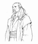 Coloring Star Wars Pages Gon Qui Jinn sketch template